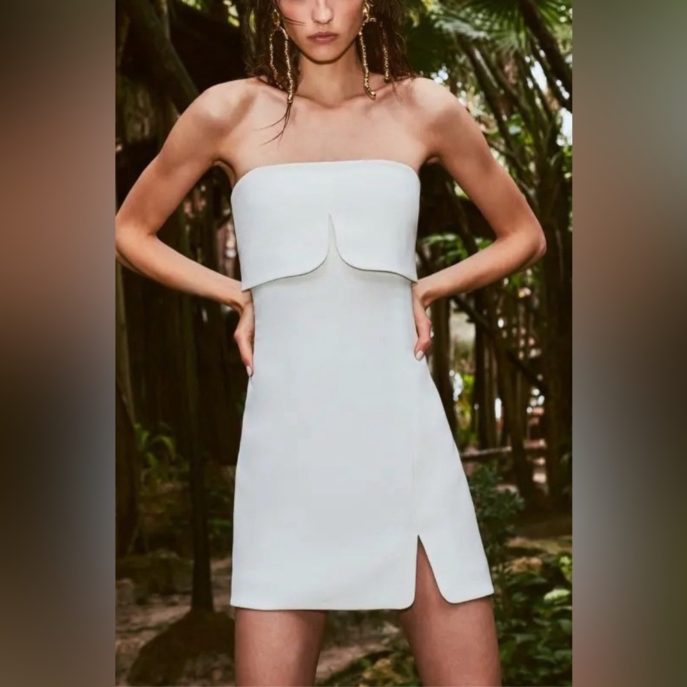 Alexis Katerin Strapless Mini Dress Medium NWT Ivory Notch Neckline Designer - Picture 8 of 8